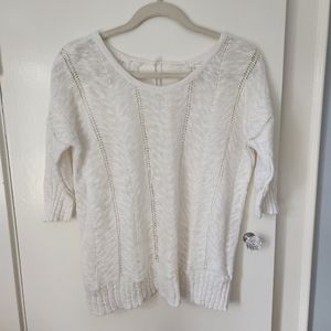 Anthropologie Knitted & Knotted Pointelle Tie Back Sweater